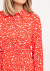 iBlues Giralda Heart Print Midi Shirt Dress, Red
