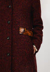 I Blues Fretty Tweed & Reptile Faux Leather Mix Coat, Ruby Multi