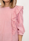 iBlues Tabarin Striped Ruffle Blouse, Red & White