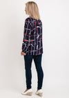 iBlues Clara Geo Print Sheer Shirt, Navy Multi