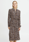 Ichi Elima Midi Collar Dress, Leopard Print