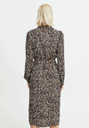 Ichi Elima Midi Collar Dress, Leopard Print