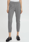 Ichi Kate Small Check Slim Fit Trousers, Cloud Dancer