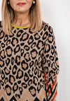 I’cona Animal & Line Print Sweater, Camel Multi