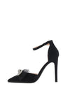Zen Collection Diamante Mesh Bow Heeled Court Shoes, Black