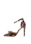 Zen Collection Diamante Mesh Bow Heeled Court Shoes, Leopard