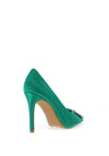 Zen Collection Satin Brooch Heeled Shoe, Green