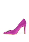 Zen Collection Satin Brooch Heeled Shoe, Purple