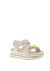 Igi & Co Leather Chain Platform Sandals, Beige