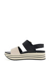 Igi & Co Leather Buckle Velcro Strap Platform Sandals, Black & Beige