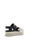 Igi & Co Leather Buckle Velcro Strap Platform Sandals, Black & Beige