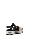 Igi & Co Leather Buckle Velcro Strap Platform Sandals, Black & Nude