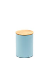 Ideal Home Range Small Ribbed Storage Tin with Bamboo Lid, Pastel Blue