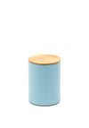 Ideal Home Range Small Ribbed Storage Tin with Bamboo Lid, Pastel Blue