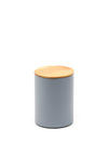 Ideal Home Range Small Ribbed Storage Tin with Bamboo Lid, Grey