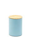 Ideal Home Range Medium Ribbed Storage Tin with Bamboo Lid, Pastel Blue