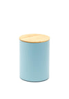 Ideal Home Range Medium Ribbed Storage Tin with Bamboo Lid, Pastel Blue