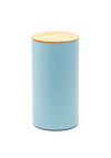 Ideal Home Range Large Ribbed Storage Tin with Bamboo Lid, Pastel Blue