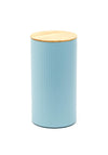 Ideal Home Range Large Ribbed Storage Tin with Bamboo Lid, Pastel Blue