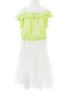Lialea Satin Top and Tulle Lace Skirt, Green