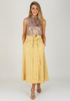 Exquise Flared Cotton Midi Skirt, Pale Yellow