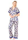 Indigo Sky Ring Print Satin Pyjama Set, Navy