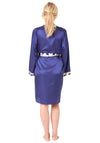 Indigo Sky Ring Print Satin Wrap Robe, Navy