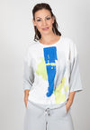 Inco Abstract Paint Print Relaxed Top, Ice Multi