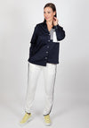 Inco Contrast Pocket V Neck Shirt, Navy & White