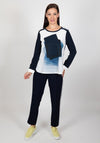 Inco Modern Design Graphic Top, Navy Multi