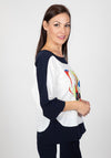 Inco Abstract Art Print Top, Navy Multi