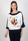 Inco Abstract Art Print Top, Navy Multi