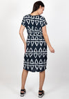 Inco Triangle Print Knee Length Dress, Navy & White