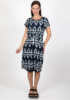 Inco Triangle Print Knee Length Dress, Navy & White