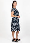 Inco Triangle Print Knee Length Dress, Navy & White