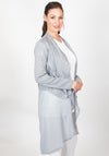 Inco Textured Chiffon Mix Long Open Jacket, Grey