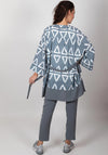 Inco Triangle Print Open Light Kimono, Grey & White