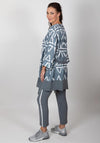 Inco Triangle Print Open Light Kimono, Grey & White
