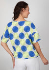 Inco Circle Print Top, Blue & Lime