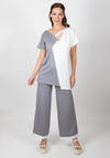 Inco Cut Out Colour Block Top, White & Grey