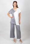 Inco Cut Out Colour Block Top, White & Grey