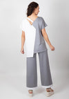 Inco Cut Out Colour Block Top, White & Grey