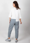 Inco Swirl Side Contrast Hem Top, Grey & White