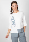 Inco Swirl Side Contrast Hem Top, Grey & White