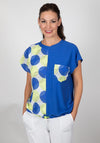 Inco Contrast Block Disc Print Top, Blue Multi
