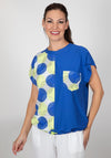 Inco Contrast Block Disc Print Top, Blue Multi