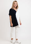 Inco Cut Out Colour Block Top, White & Navy