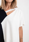 Inco Cut Out Colour Block Top, White & Navy
