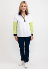 Inco Laser Cut Sleeve Oversized Shirt, White, Navy & Lime