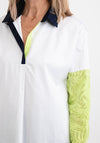 Inco Laser Cut Sleeve Oversized Shirt, White, Navy & Lime